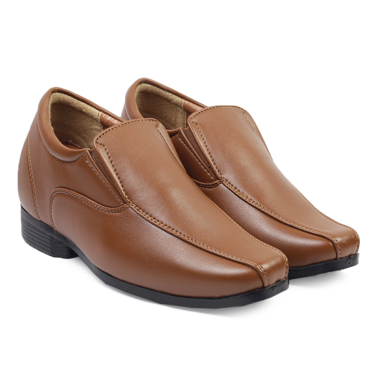 Men's 3 Inches Hidden Height Increasing Elevator Faux Leather Slip-on Moccasin Shoes