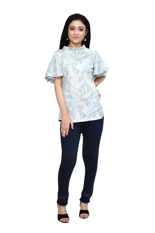 Printed Women Flared Sleeves Fancy Top