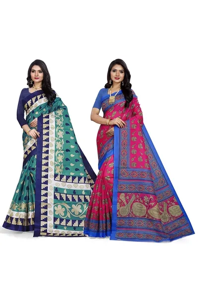 Combo of 2 SVB  Multicolour Silk  Saree