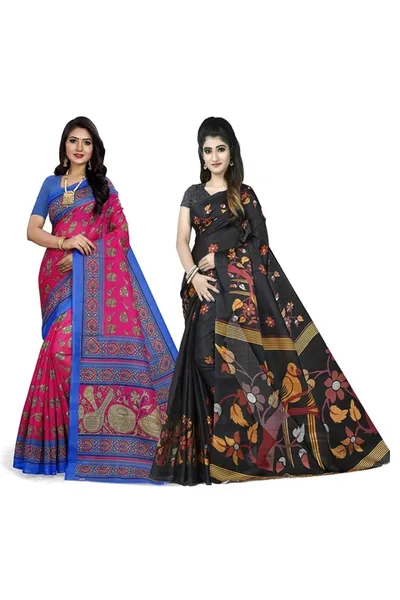 Combo of 2 SVB Multicolour Silk  Saree