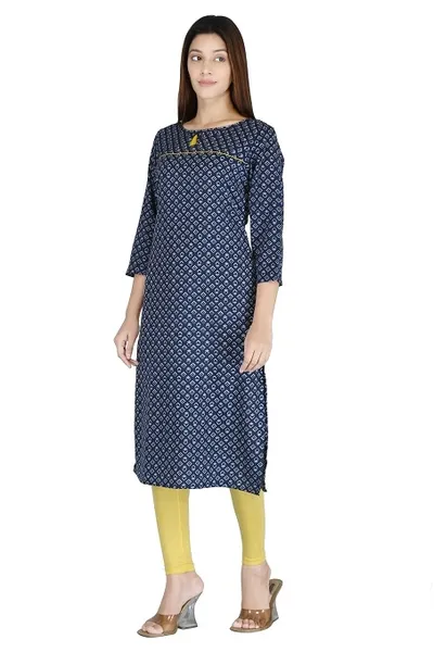 Elegant Crepe Blue Pattern Kurti For Women