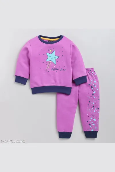 Unisex Baby Dark Pink Color Full Sleeve Pyjama Set