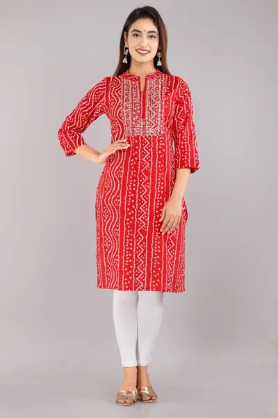 Elegant Red Printed Kurtis for Women