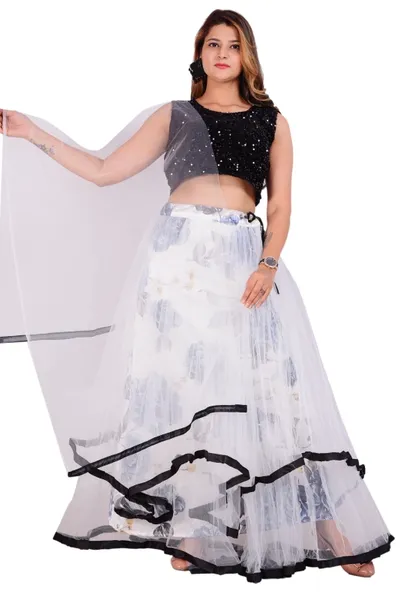 Women's Art Silk Stitched Lehenga Choli with Dupatta