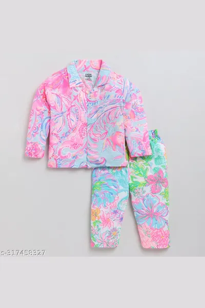 Little Smart Fancy Pink Printed Night Suit