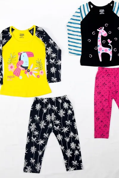 Baby Girl T-Shirt and Pajamas Set (Pack of 4)