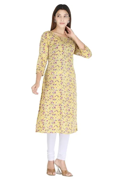 Floral Yellow Kurti For Women