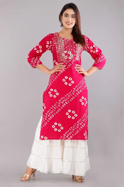 Women Embroidered Rose Pink Kurta Set