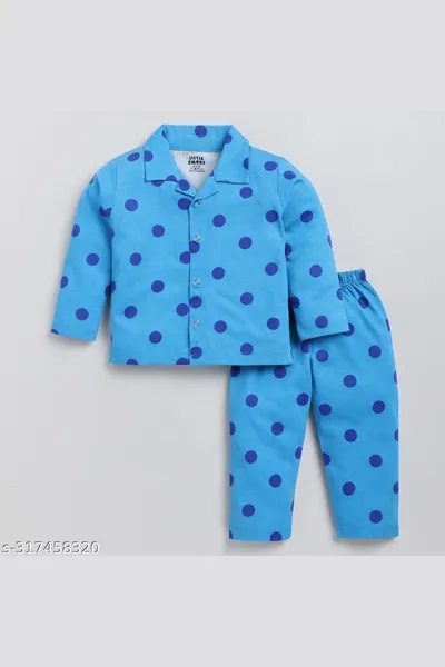 Little Smart Fancy Blue Printed Night Suit