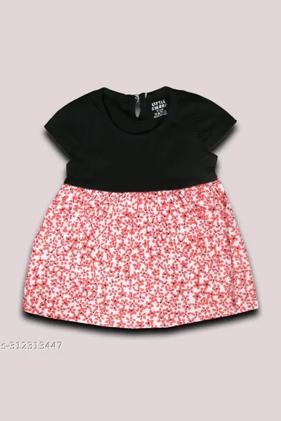 Little Smart BlackCoral Color Frock for Baby Girls