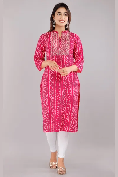 Elegant Rose Pink Printed Kurtis for Women