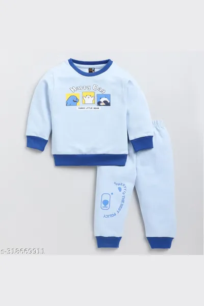 Unisex Baby Skyblue Color Prewinter Full Sleeve Pyjama Set