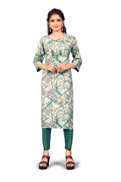 Cotton  Printed Straight Kurta For Women