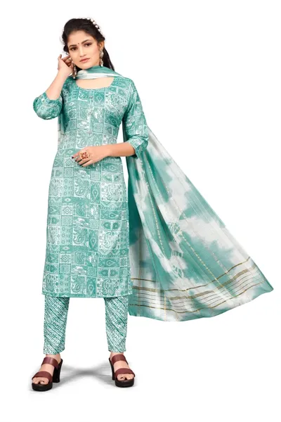 Raave Women's Cotton Silk Straight Embroidered Solid Comfort Kurta with Pant & Dupatta