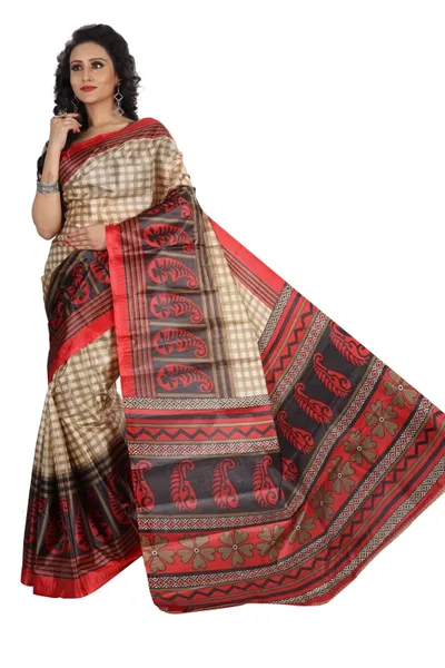 SVB Saree Red Colour Taffeta Silk Saree Without Blouse Piece