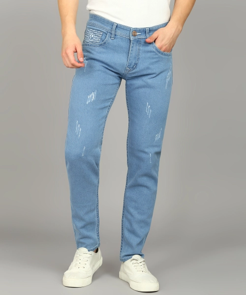 Podge Relaxed Fit Stretch Comfort Lycra Light Blue Jeans For Men