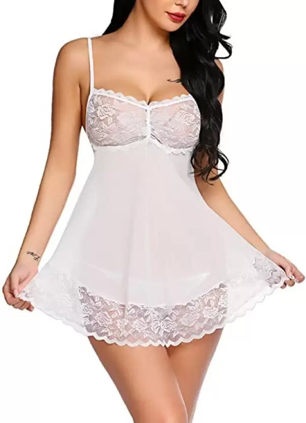 Sassy Touch Self Design Babydoll Dress With Panty