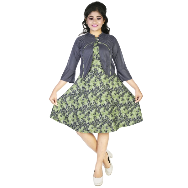 Floral printed  Green Color Pathani  Dress With Stylish Jacket  For Kids