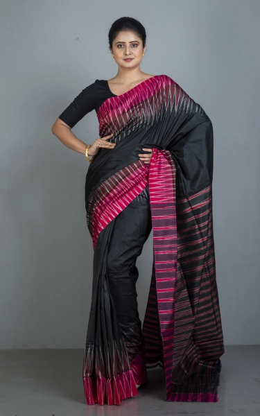 Bishnupuri Double Ikkat Pure Silk Saree