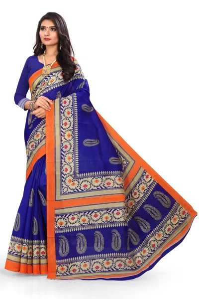 SVB Saree  Blue Bhagalpuri Silk Saree With Blouse Piece