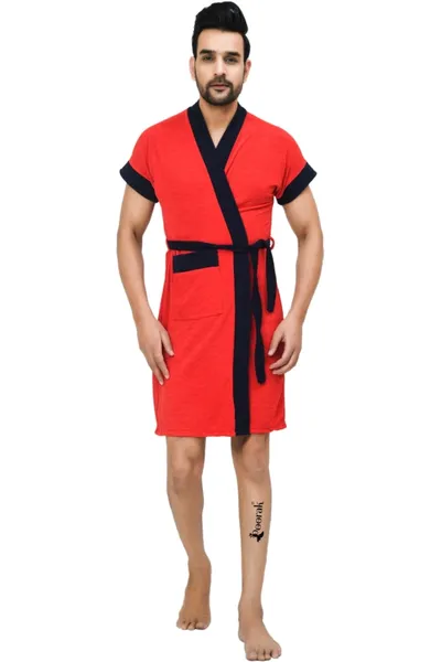 Terry Bathrobe For Men Fit Upto 42 inches Red Navy