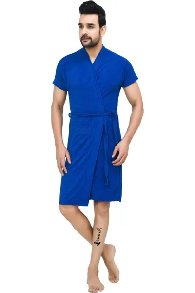 Terry Men Bathrobe Fit Upto 42 inches Royal Blue