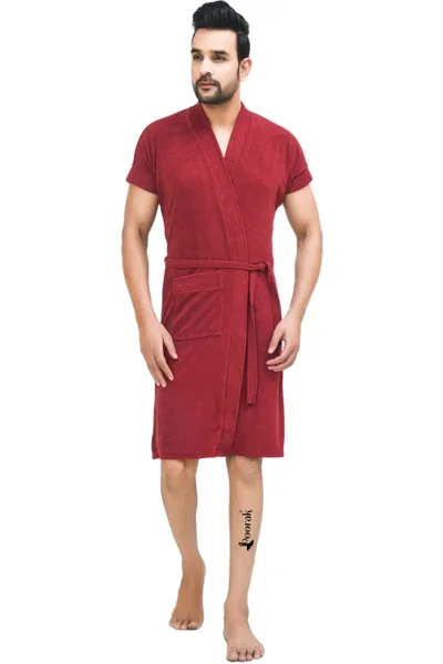 Terry Bathrobe For Men Fit Upto 42 inches Maroon