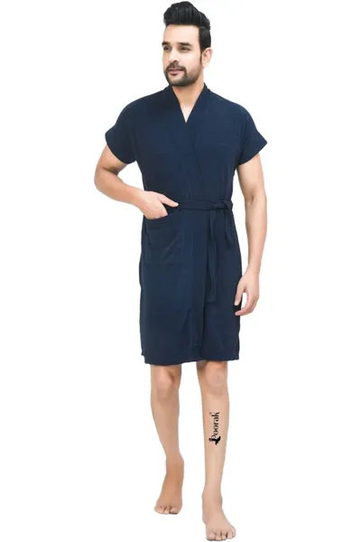 Terry Bath robe For Men Fit Upto 42 inches Navy