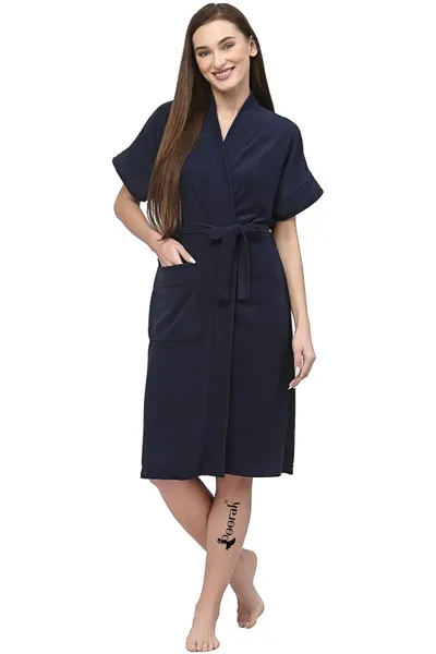 Terry Women Bathrobe Fit Upto 42 inches chest - Navy