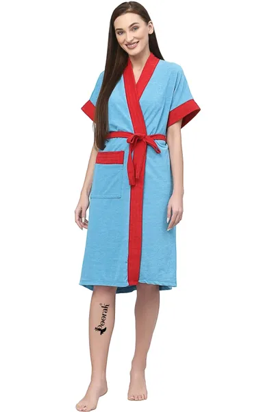 Terry Bathrobe For Women Fit Upto 42 inches chest - Ferozi Red