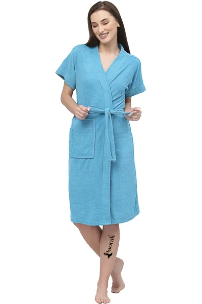 Terry Bath robe For Women Fit Upto 42 inches chest - Ferozi