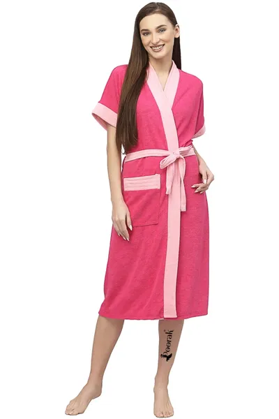 Terry Women Bathrobe Fit Upto 42 inches chest - Rani Baby Pink