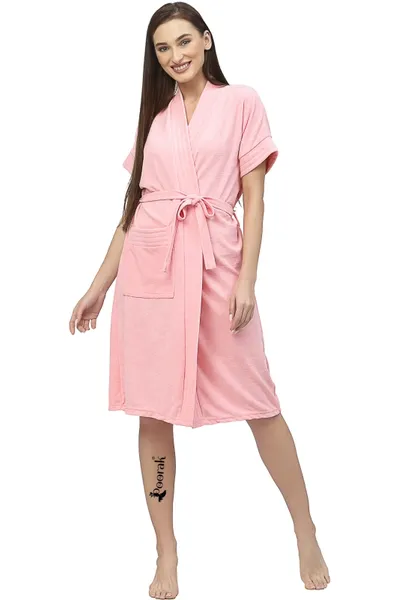 Terry Women Bathrobe Fit Upto 42 inches chest - Baby Pink