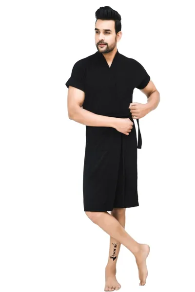 Terry Bath robe For Men Fit Upto 42 inches Black