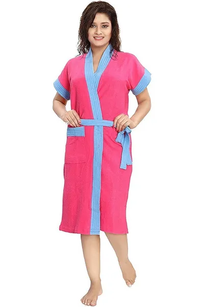 Bath Robe Solid Pattern Size fit upto 44 inches