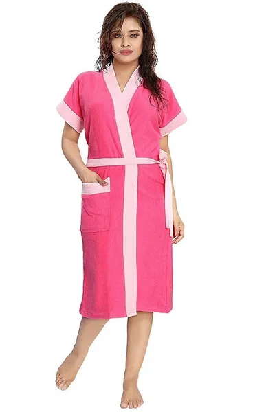 Bath Robe Solid Pattern Size fit upto 44 inches