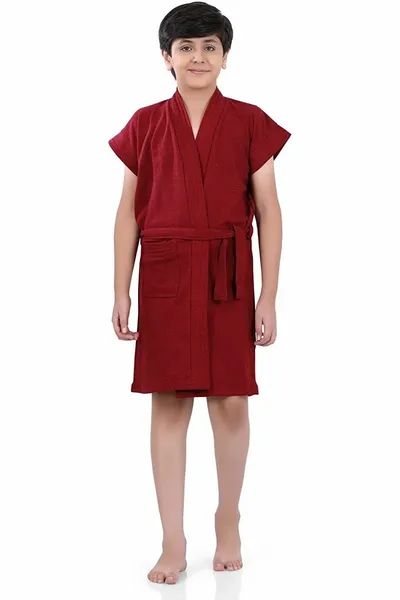 Terry Bath robe For boys 7-8 Years Maroon