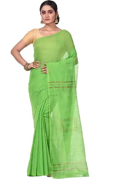 PIYARI Green Self Design Jamdani Cotton Blend Saree