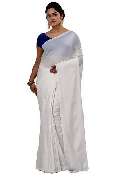 Piyari Fashion White Self Design  Pure Cotton Saree