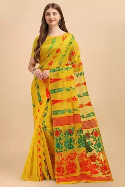 SOMVATI Multicoloured Woven Jamdani Jacquard Saree