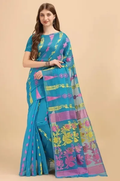 Sky Blue Jamdani Jacquard Saree