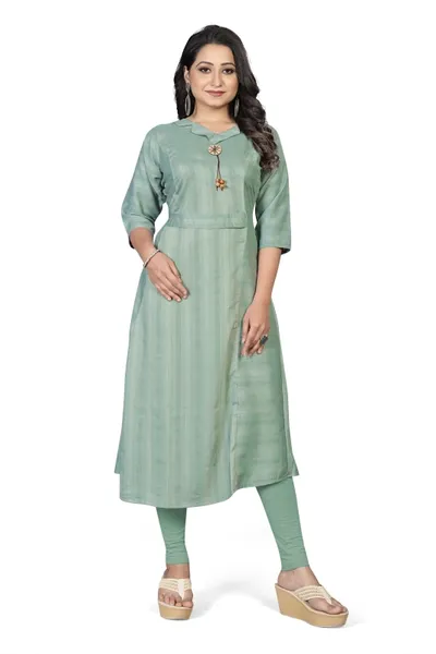 A-Line Stripe Soft Fabric Designer Attractive Look Kurti For Women