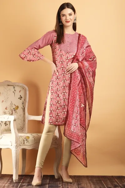 Women Cotton Blend Kurta Set