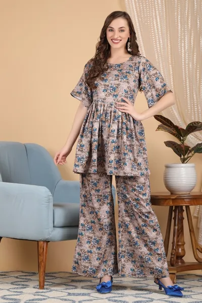 Fit and Flare Printed Co Ord Set For Women