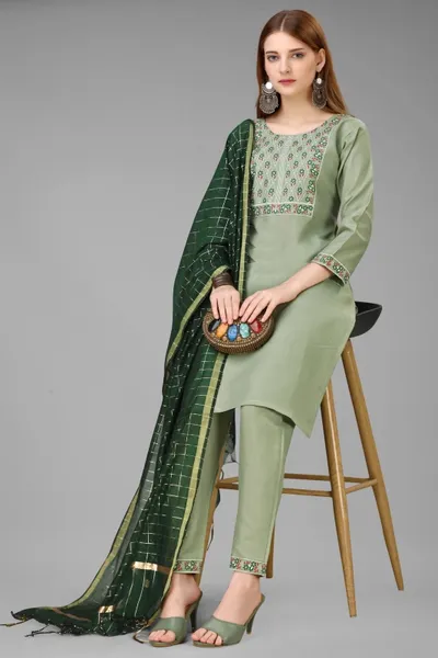 SVB  Pista Green Embroideried Kurta Set 