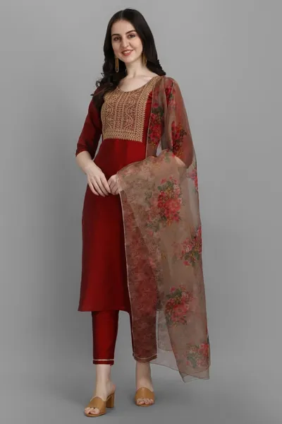 SVB  Maroon Embroideried Kurta Set 