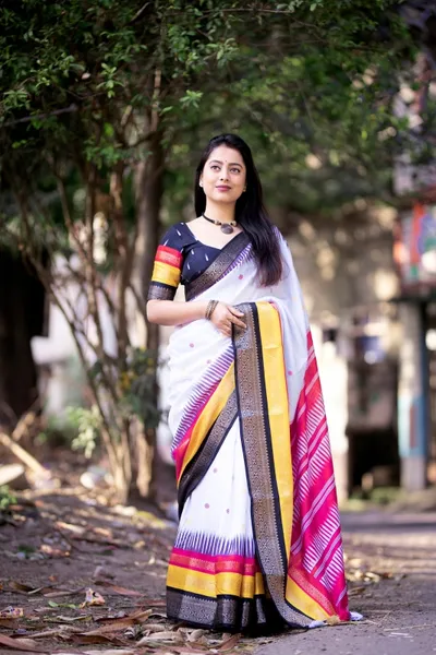 Soft Cotton Crepe Saree with Woven Zari Border