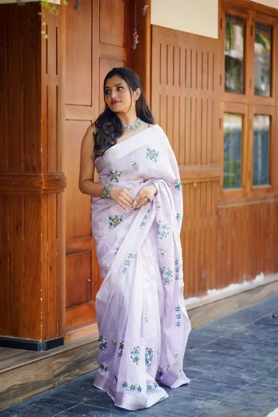 Soft Kota Silk Embroidery Saree With Phantom Silk Blouse