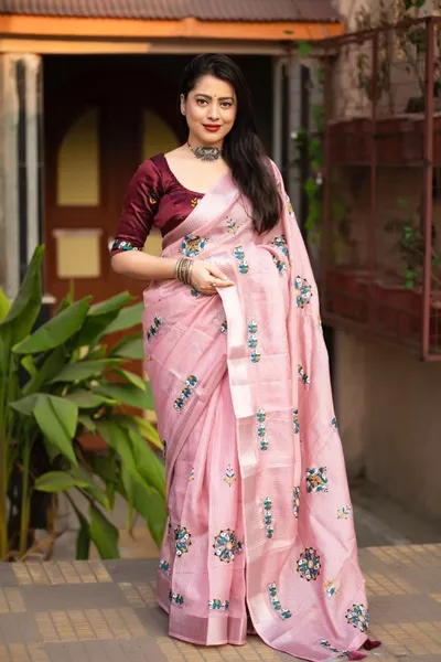 Soft Kota Silk Worli Embroidered Saree With Phantom Silk Blouse