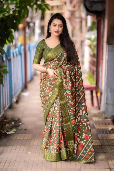 Soft Silk Slub Kalamkari Printed Saree